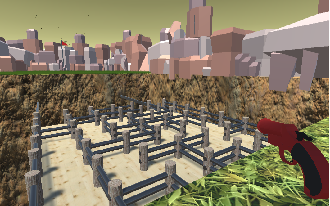 Image of game 1 with a partially built bridge maze