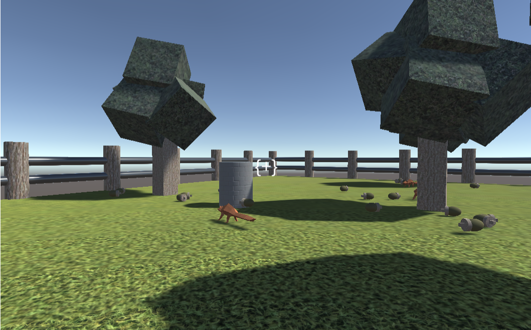 Image of game 4 with squirrels roaming and trying to obtain acorns